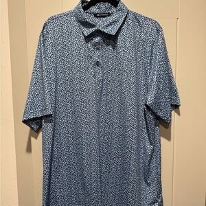 Men's Blue Floral Patterned Polo Shirt